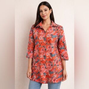 Orange Floral Top with Elegant Design